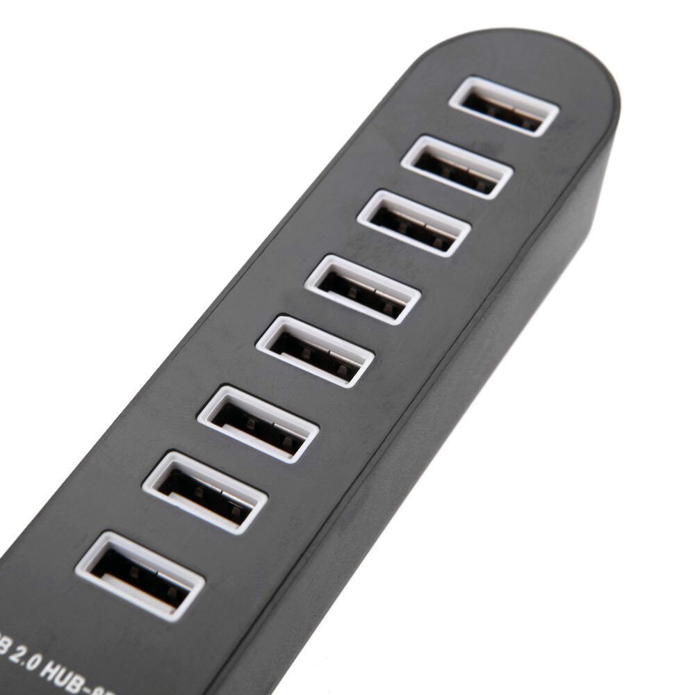 8 Port USB 2.0 High-Speed Data Hub with Built-In Cable