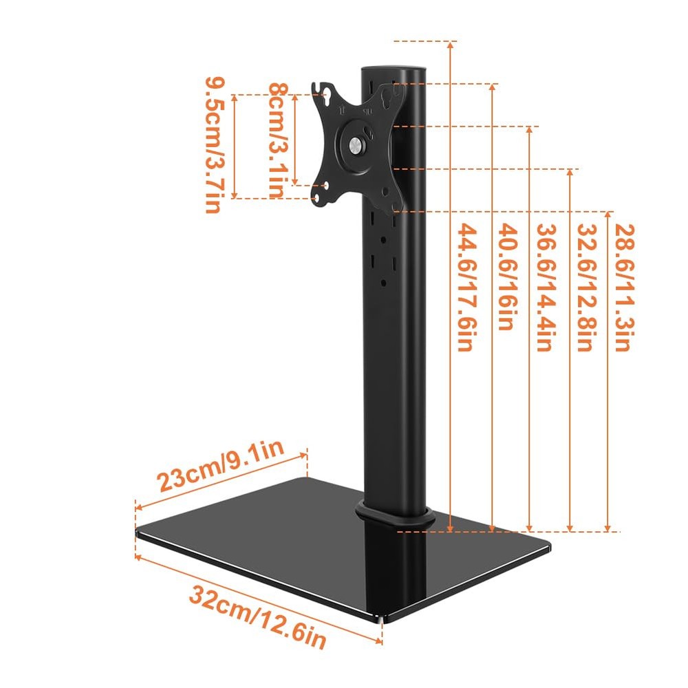 Ergonomic Single Monitor Stand with Free Standing Desk Mount, 13"-32"