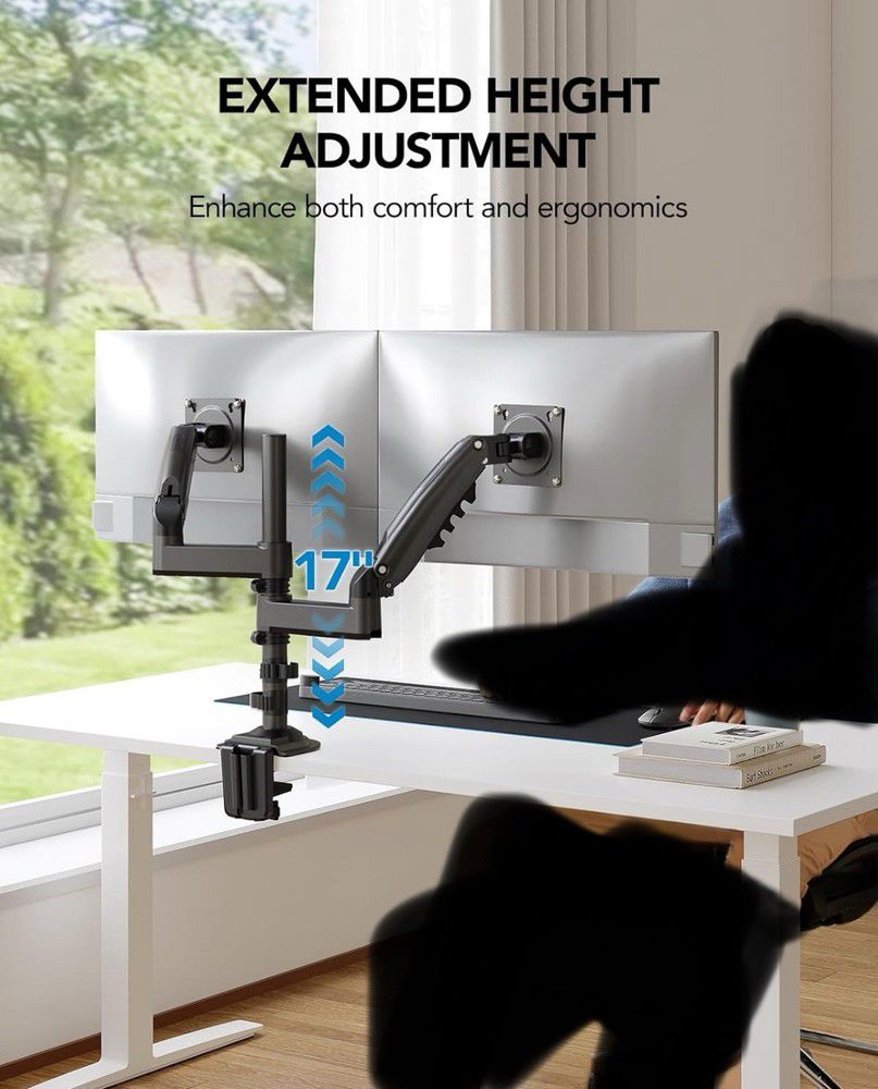 HUANUO 17-32 Inch Dual Monitor Stand with Gas Spring Mount