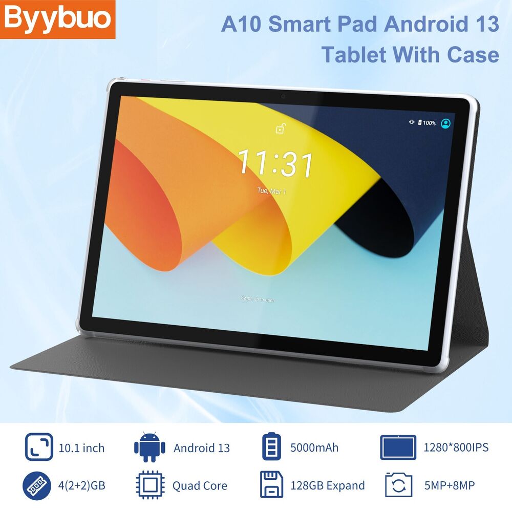 10.1 Inch Android 13 Tablet with 64GB ROM, 4GB RAM, WIFI, Quad-Core Processor, and Dual Camera
