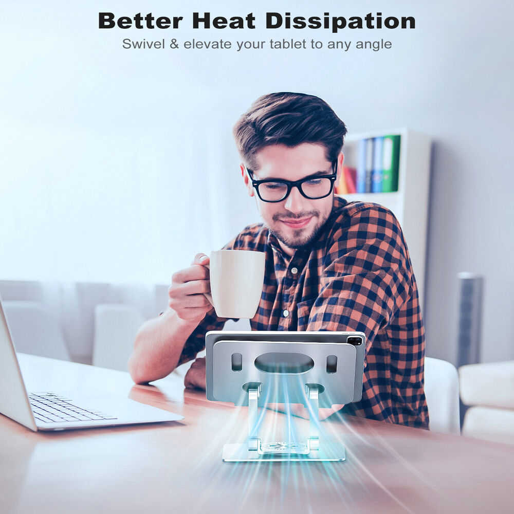 Adjustable Metal Swivel Tablet Stand Holder for Phone, Tablet, Desktop, and Car Mounts