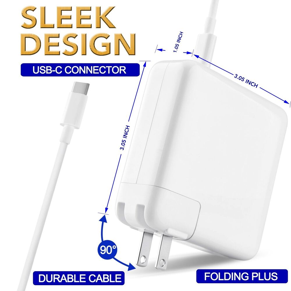 87W USB-C Power Adapter Charger for A1719 MacBook Pro 13 & 15 Inch (2016-2018)
