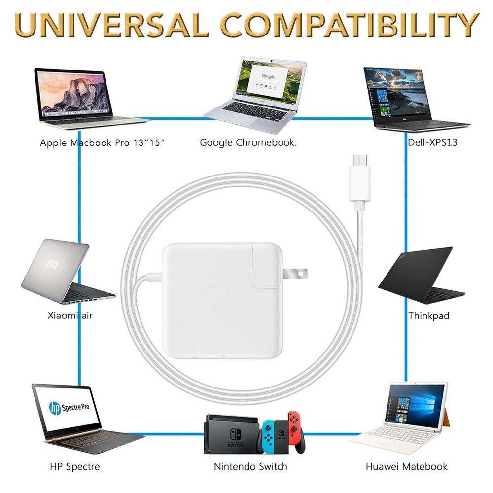 87W USB-C Power Adapter Charger for A1719 MacBook Pro 13 & 15 Inch (2016-2018)