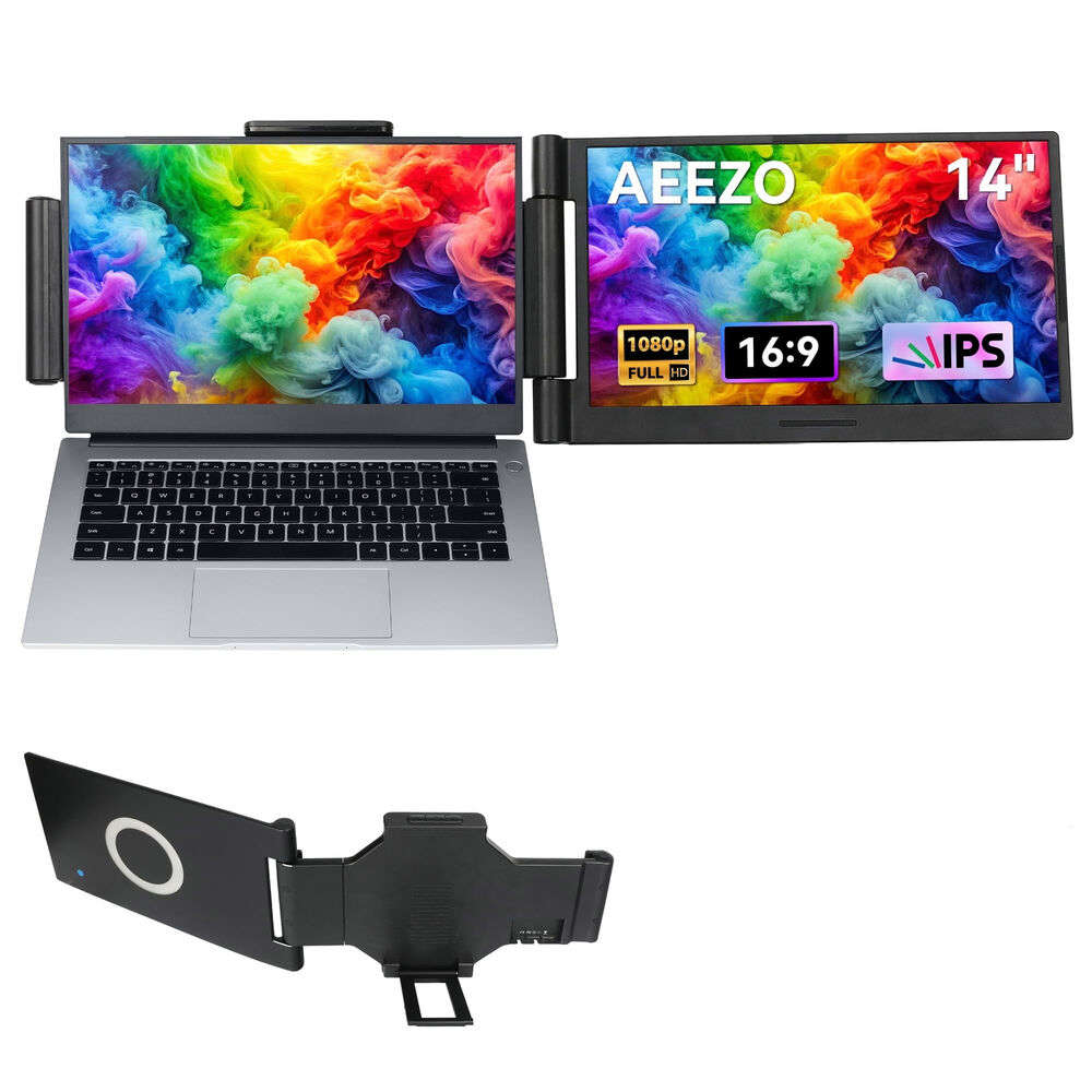 AEEZO 14.1 Portable Monitor with 1080P FHD Display - Laptop Screen Extender