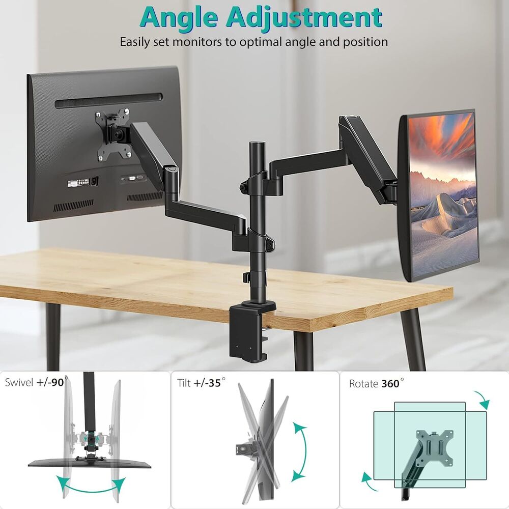 Dual Monitor Stand 13-32 Inch Adjustable Spring Monitor Mount for Desk