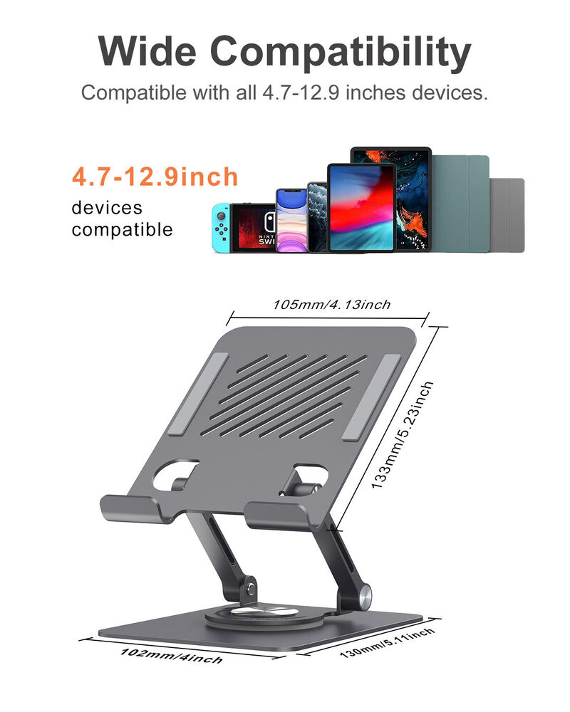 360° Adjustable Metal Phone and Tablet Stand for Desk Use