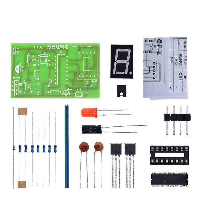 LED Logic Pen DIY PCB Digital Display Soldering Board for Electronic Test Circuit