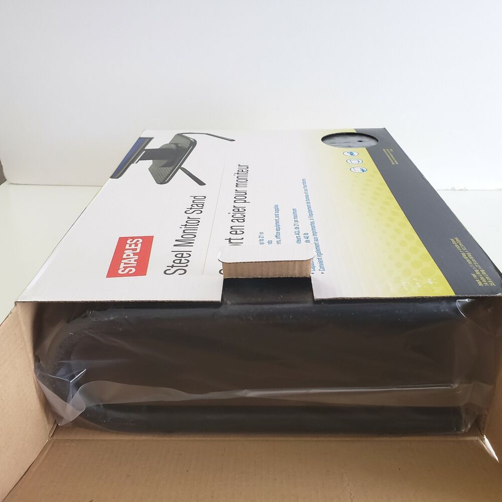 Staples Steel Monitor Stand Black #35548 14x11x4 for Laptop, Monitor, Printer