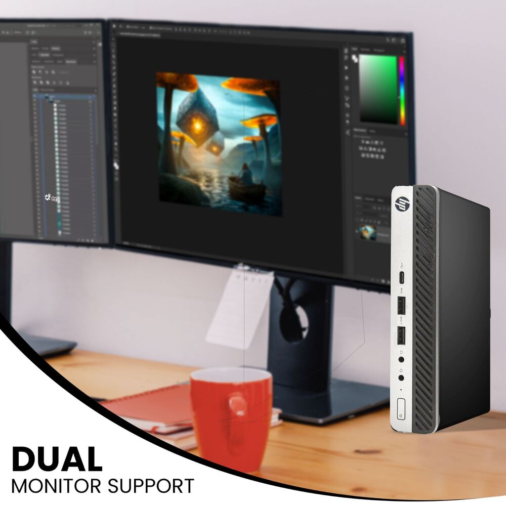 HP Mini Desktop Computer with Intel i5-6500T, 32GB RAM, 2TB SSD, Built-in WiFi, and Windows 10 Pro