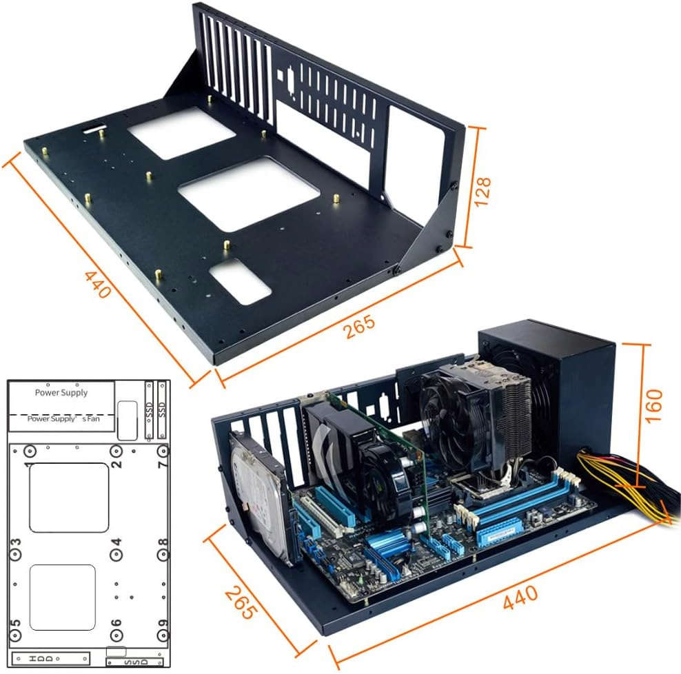 MK 01 DIY Computer Case, ATX Open Chassis Rack for ATX/M-ATX/ITX Motherboards