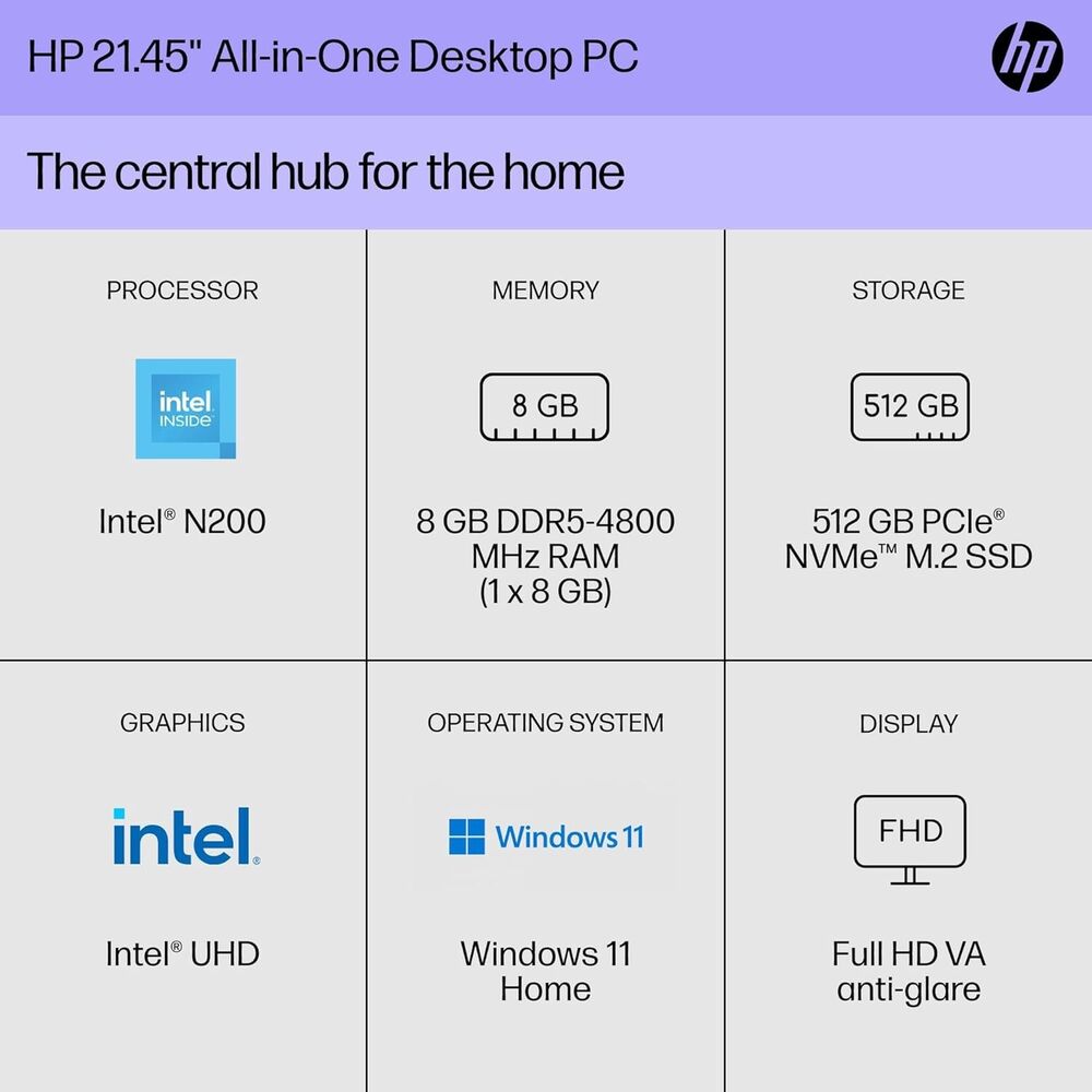 HP All-in-One Desktop 22-dg0140 (9U9S0AA) Cashmere White