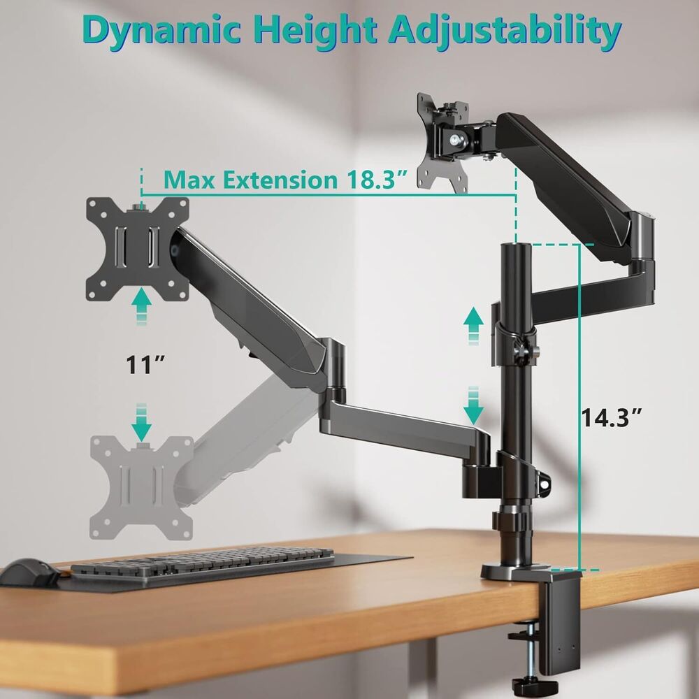 Dual Monitor Stand 13-32 Inch Adjustable Spring Monitor Mount for Desk