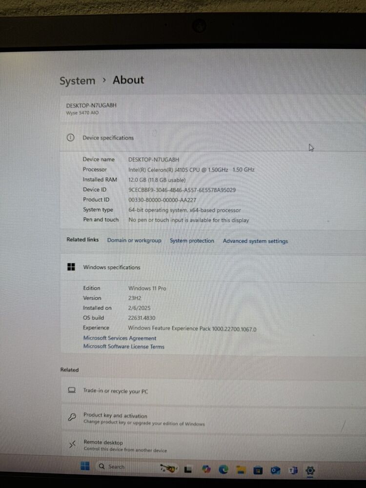 Dell Wyse 5470 AIO 24”FHD - Intel Celeron J4105, 12GB RAM, 128GB SSD, Windows 11 Pro