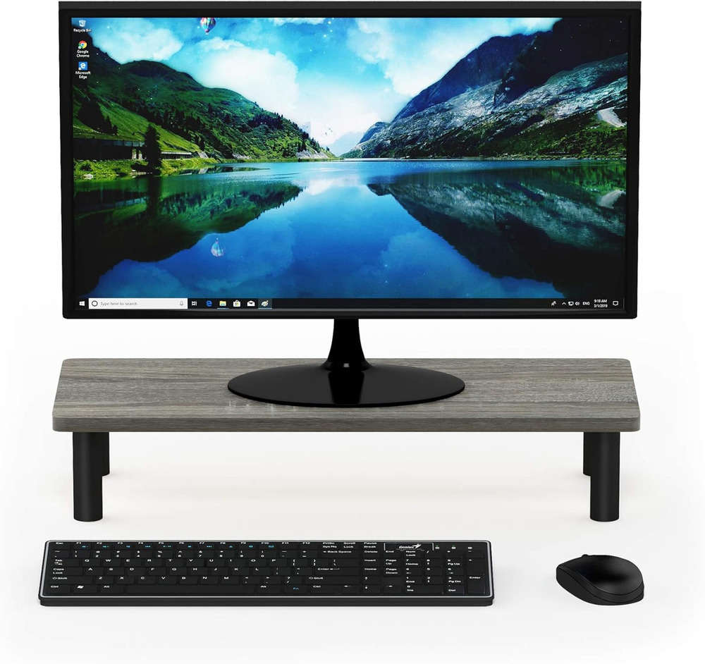 Turn-N-Tube Monitor Riser Stand, French Oak Grey/Black