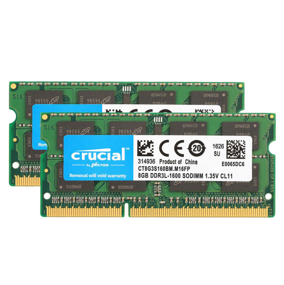 Crucial Kit DDR3L 1600MHz 16GB (2 x 8GB) SODIMM Laptop Memory RAM CT102464BF160B