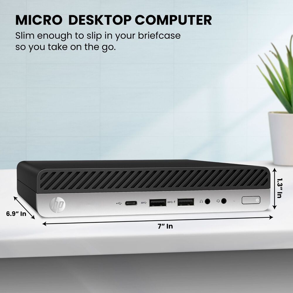 HP Mini Desktop Computer with Intel i5-6500T, 32GB RAM, 2TB SSD, Built-in WiFi, and Windows 10 Pro