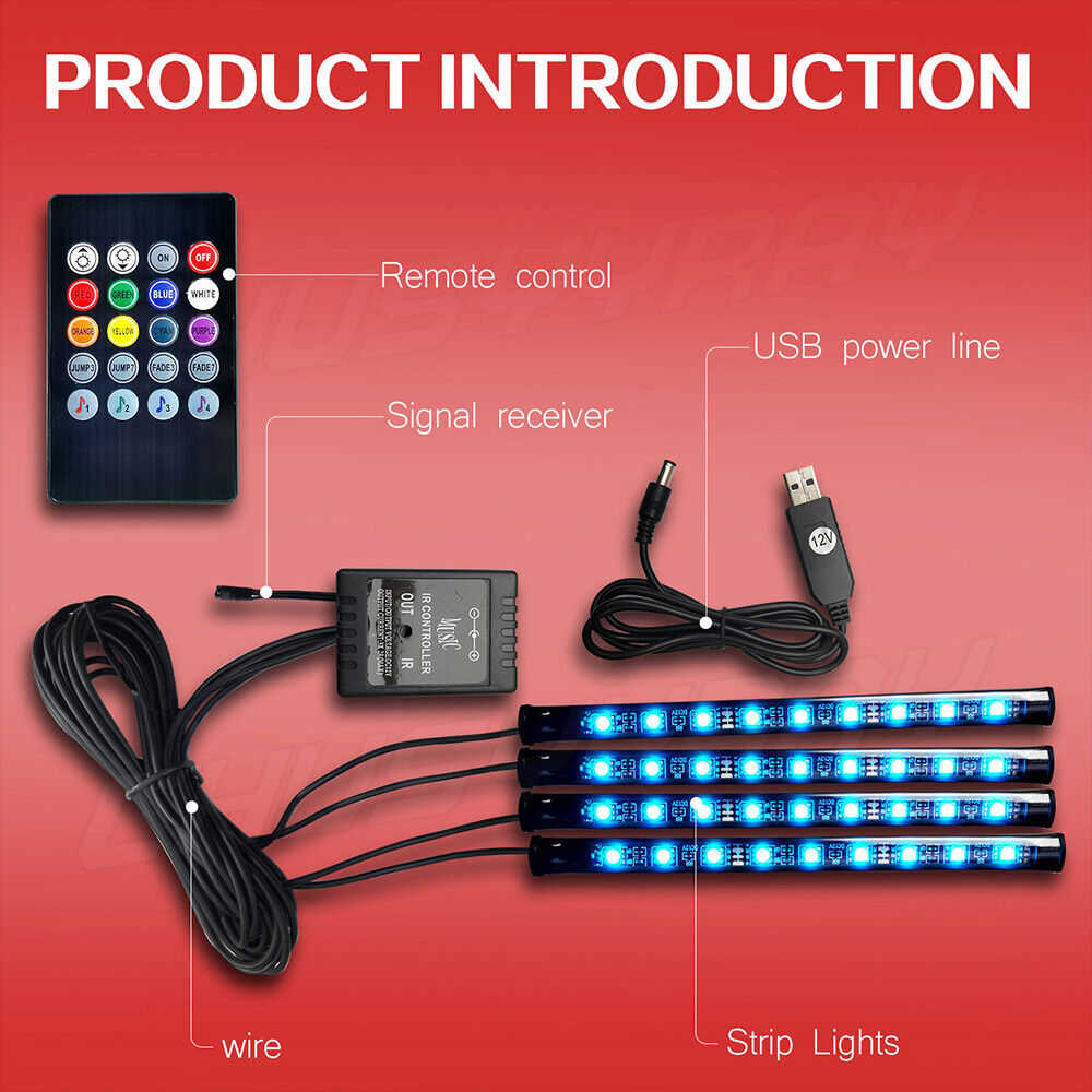 4pcs USB RGB Gaming LED Light Strip for PC Computer Case Decoration