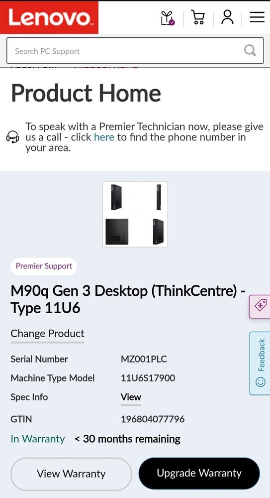 Lenovo Thinkcentre M90q Gen 3 - Compact Desktop with i5 12th Gen, 16GB RAM, 512GB NVME SSD, Windows 11