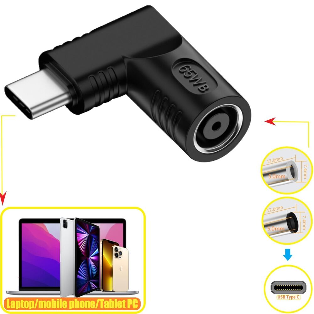 65W USB Type C Laptop Charger with PD Power Converter and Charging Cable Adapter