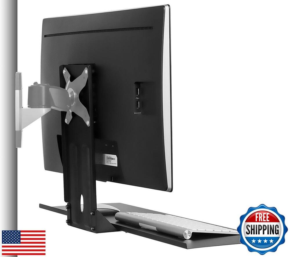Mount-It! Adjustable Monitor and Keyboard Wall Mount with VESA Keyboard Tray