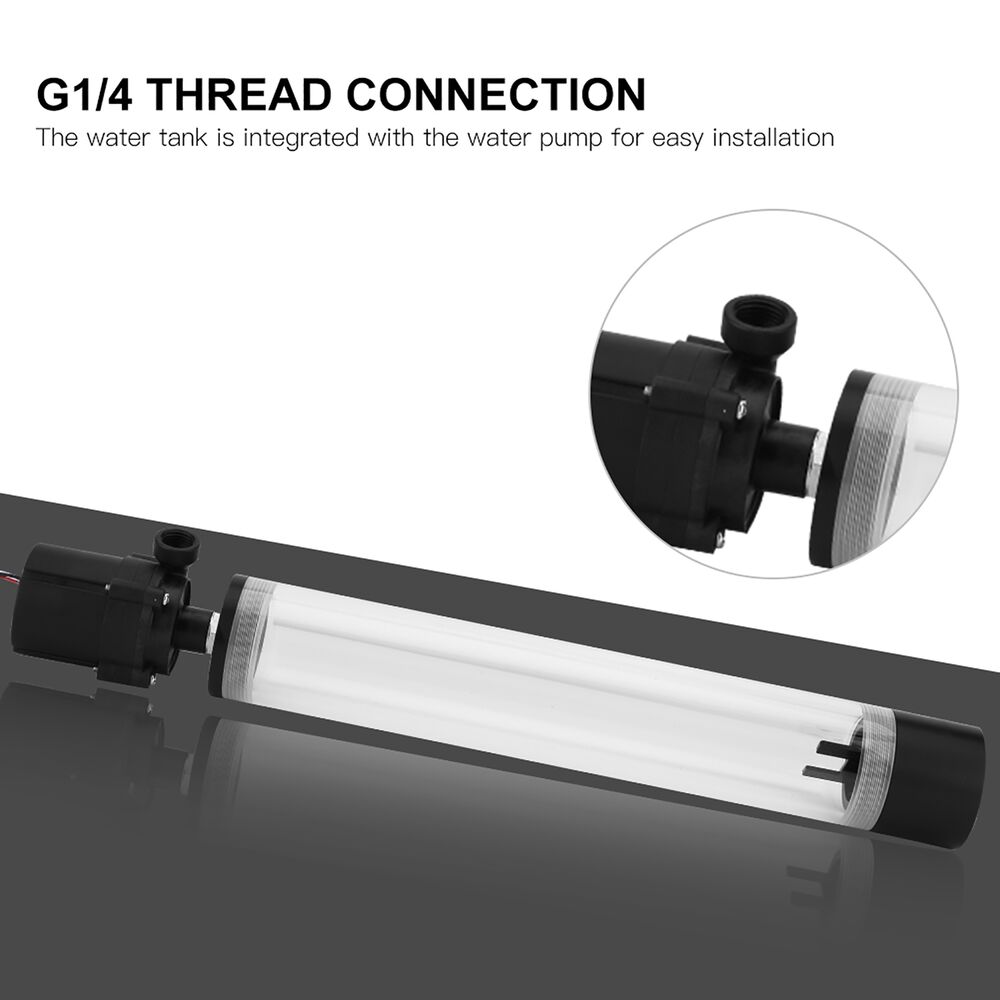 Acrylic Computer DIY Water Cooling Cylinder Reservoir with 19W Pump G1/4