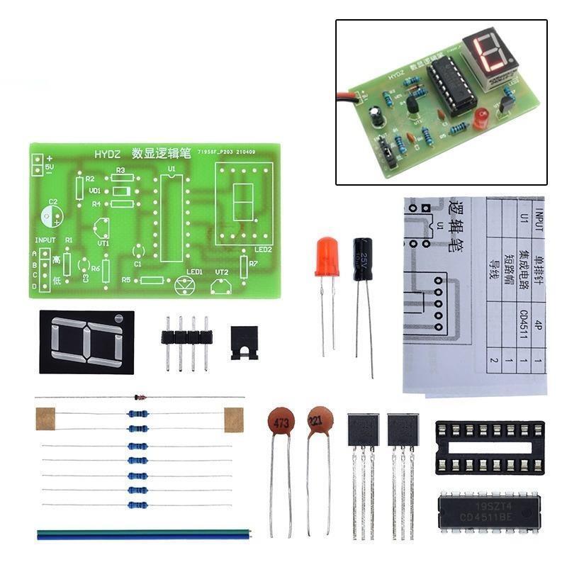 LED Logic Pen DIY PCB Digital Display Soldering Board for Electronic Test Circuit