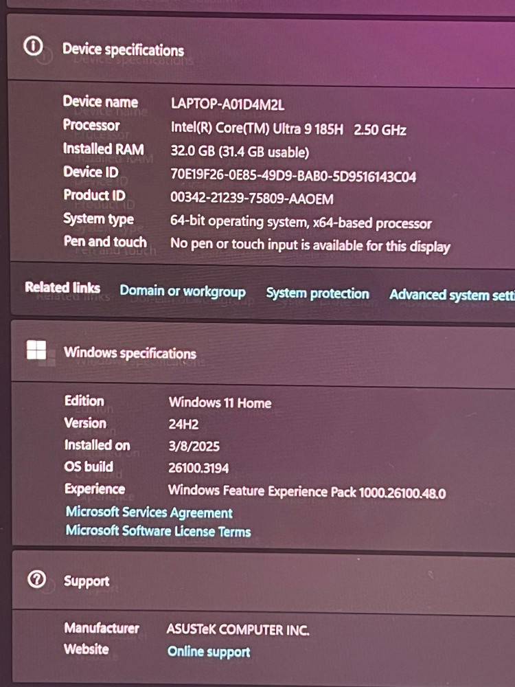 Asus ROG Zephyrus G16 GU605 Gaming Laptop - 16" 240Hz QHD+, Ultra 9 185H, 32GB RAM, 2TB SSD, RTX 4090