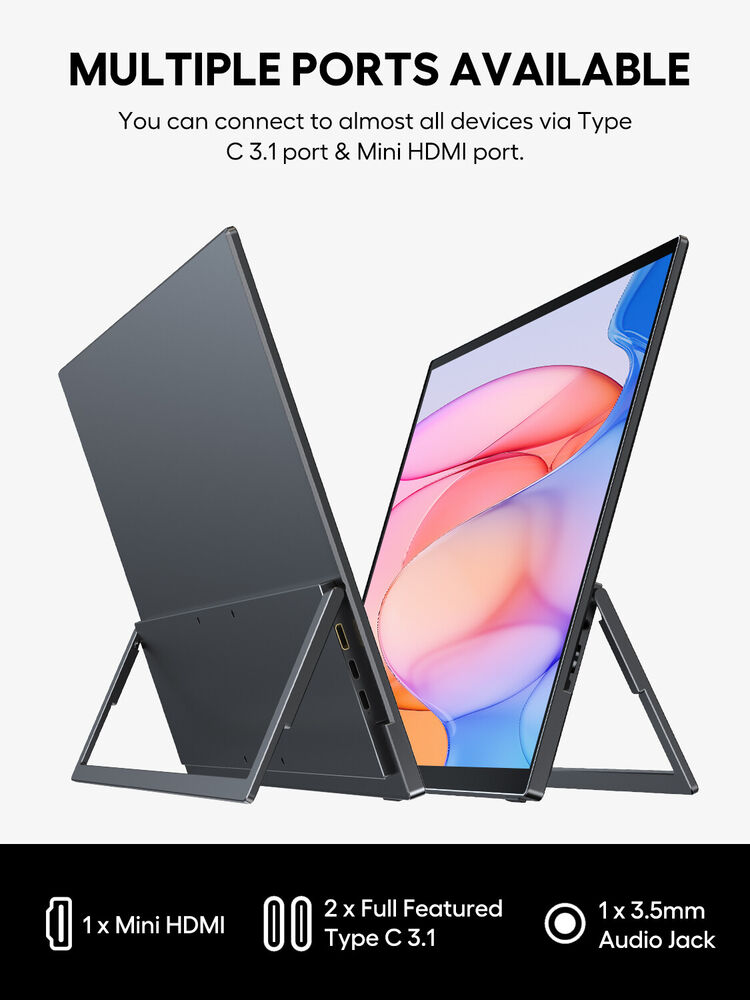 Used 18.5" 120Hz Touchscreen Portable Monitor 1080P for Xbox, PS, Gaming, and Switch