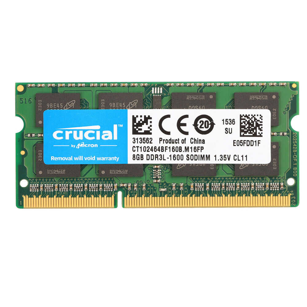 10-Pack Crucial 8GB DDR3L 1600MHz SODIMM Laptop Memory