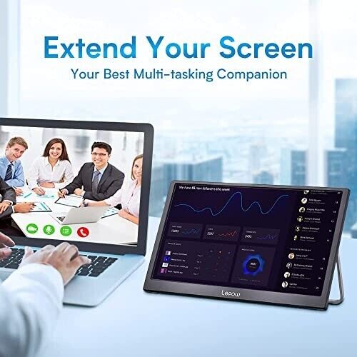 C2 Portable External Monitor 15.6" USB-C HDMI Gaming IPS Display with Built-in Speaker