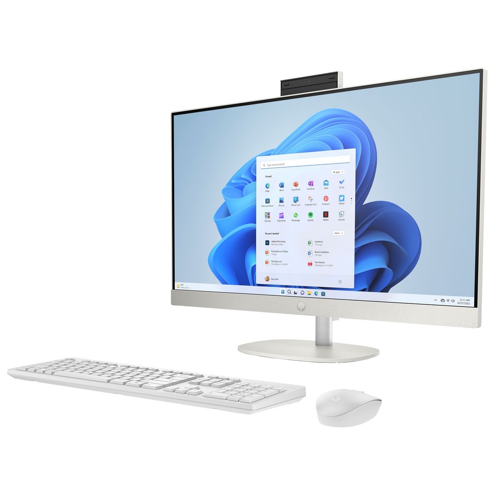 HP 27-CR00 27 FHD Touch All-in-One PC, AMD Ryzen 7 7730U, 16GB RAM, 1TB SSD, Windows 11 Home, White