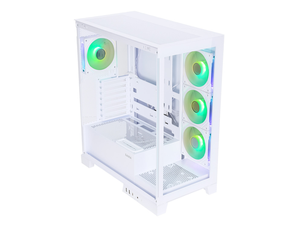 Sama Neview 2351 White Dual USB3.0 Type C Tempered Glass ATX Mid Tower PC Case