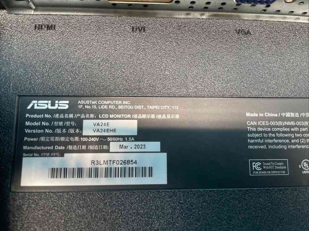 ASUS VA24E 23.8” Full HD IPS Monitor with Eye Care Technology