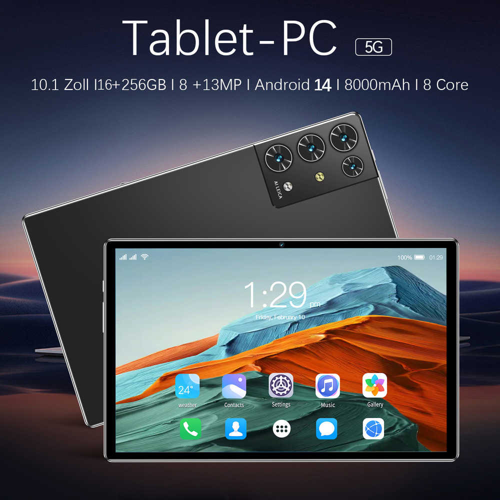 2025 New Android14 Octa-Core Gaming Tablet PC with 16GB RAM and 256GB Storage, Dual SIM, 5G WiFi
