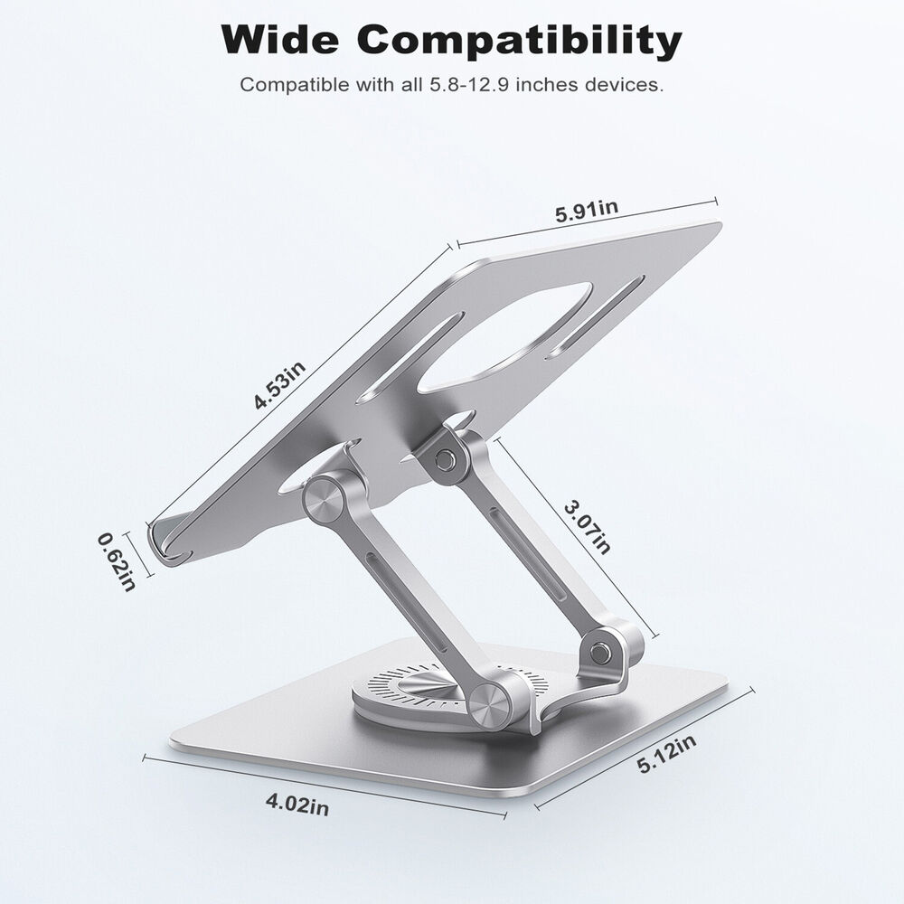 Adjustable Metal Swivel Tablet Stand Holder for Phone, Tablet, Desktop, and Car Mounts