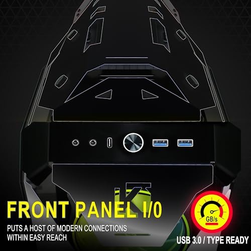 C650 Mech PC Case - ATX Tower Gaming Computer Case with Tempered Glass