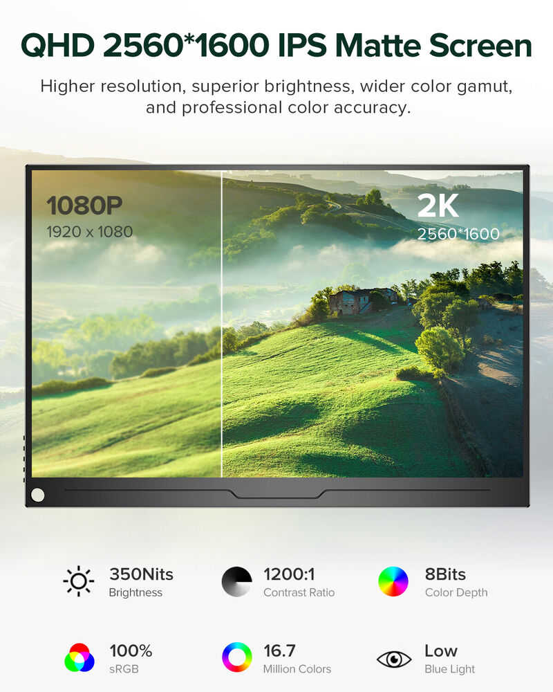 UPERFECT 16 2560x1600 Gaming Monitor 2K Portable Monitor for PC and Laptop