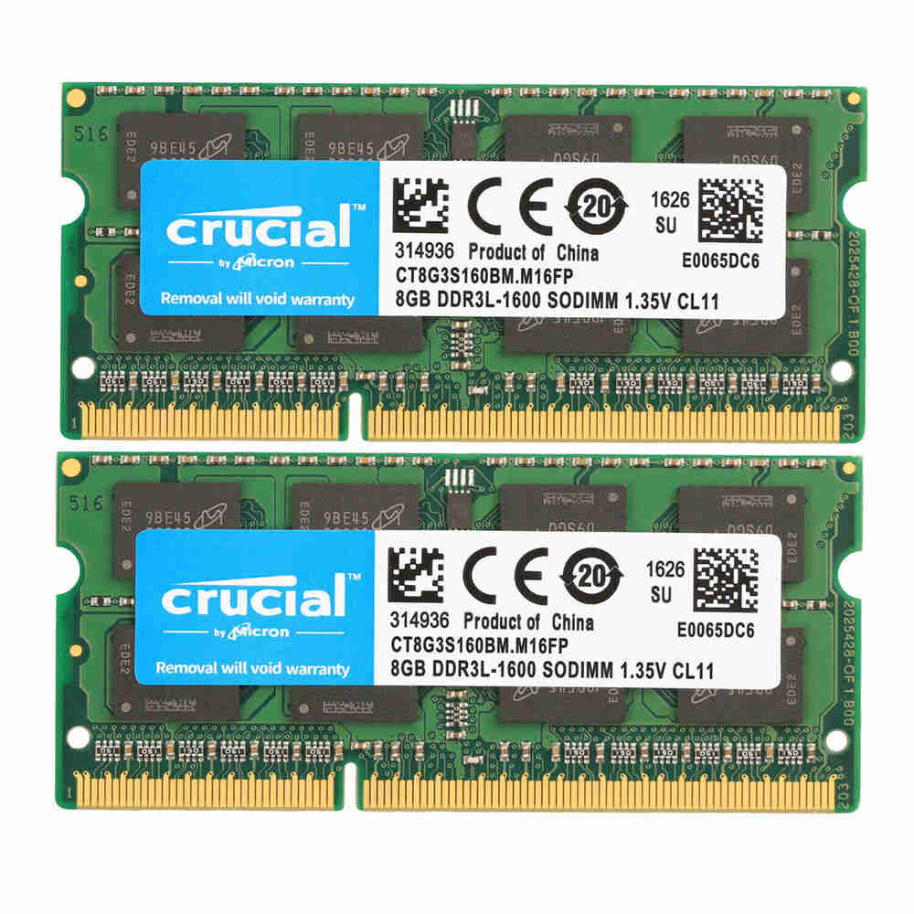 Crucial Kit DDR3L 1600MHz 16GB (2 x 8GB) SODIMM Laptop Memory RAM CT102464BF160B