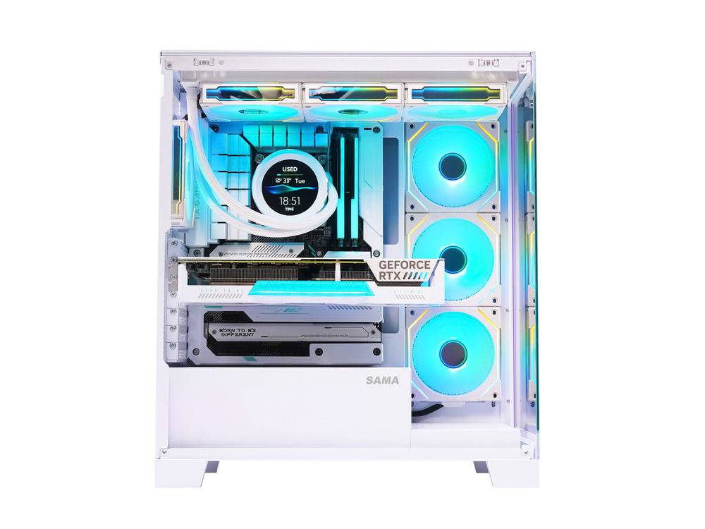 Sama Neview 2351 White Dual USB3.0 Type C Tempered Glass ATX Mid Tower PC Case