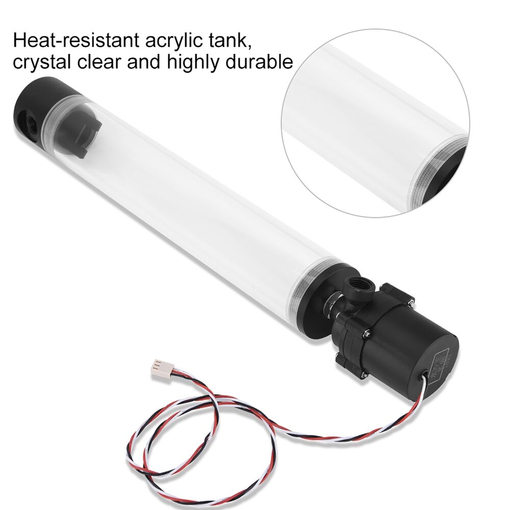 Acrylic Computer DIY Water Cooling Cylinder Reservoir with 19W Pump G1/4