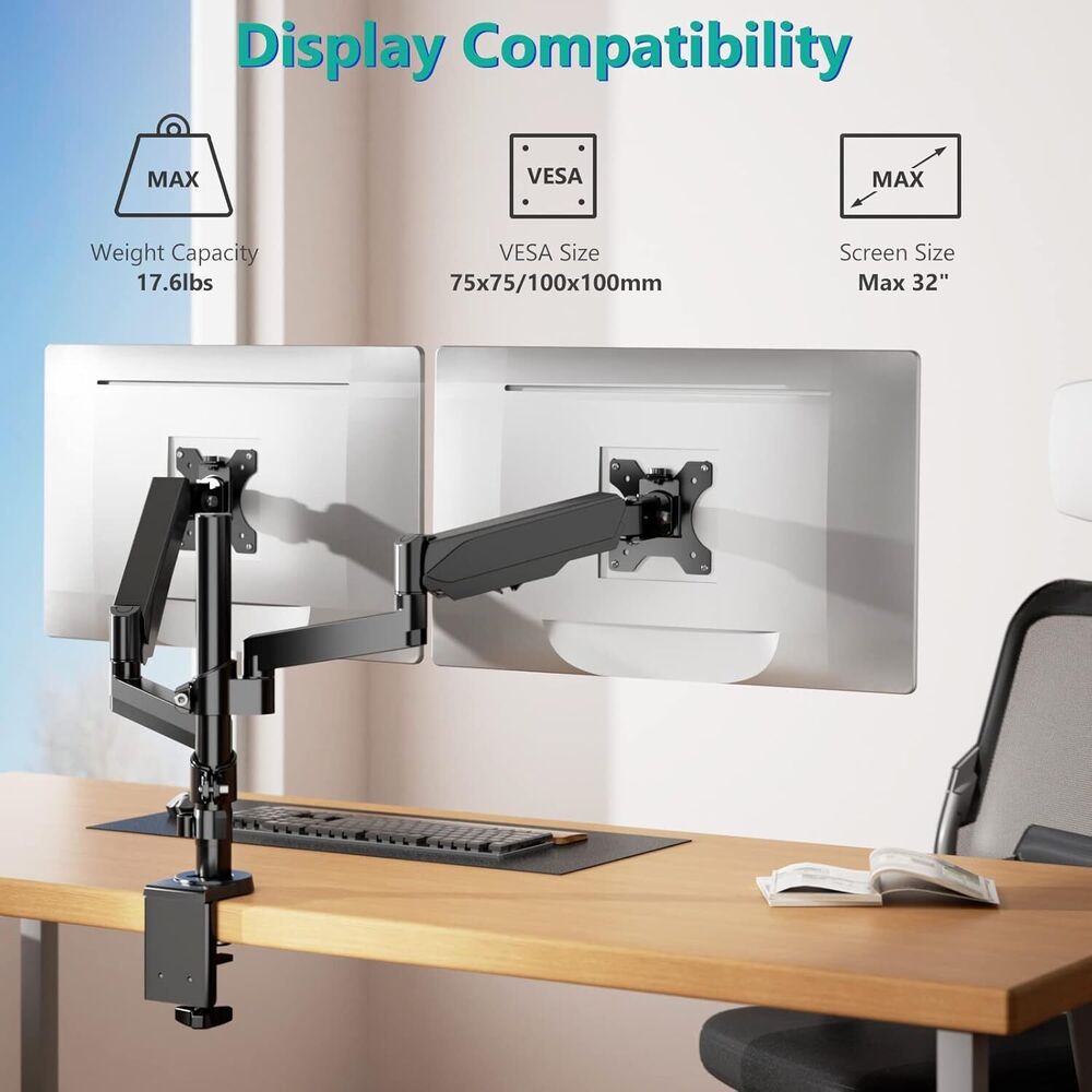 Dual Monitor Stand 13-32 Inch Adjustable Spring Monitor Mount for Desk