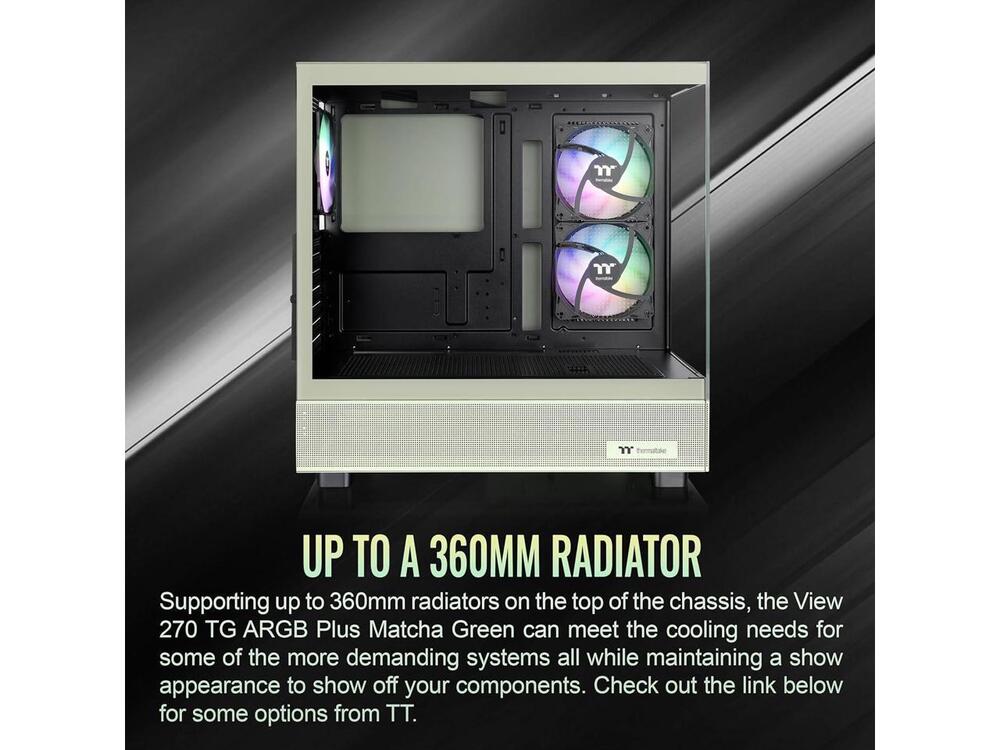 Thermaltake View 270 Plus TG ARGB Matcha Green Mid Tower E-ATX Case with 3x120mm ARGB Fans