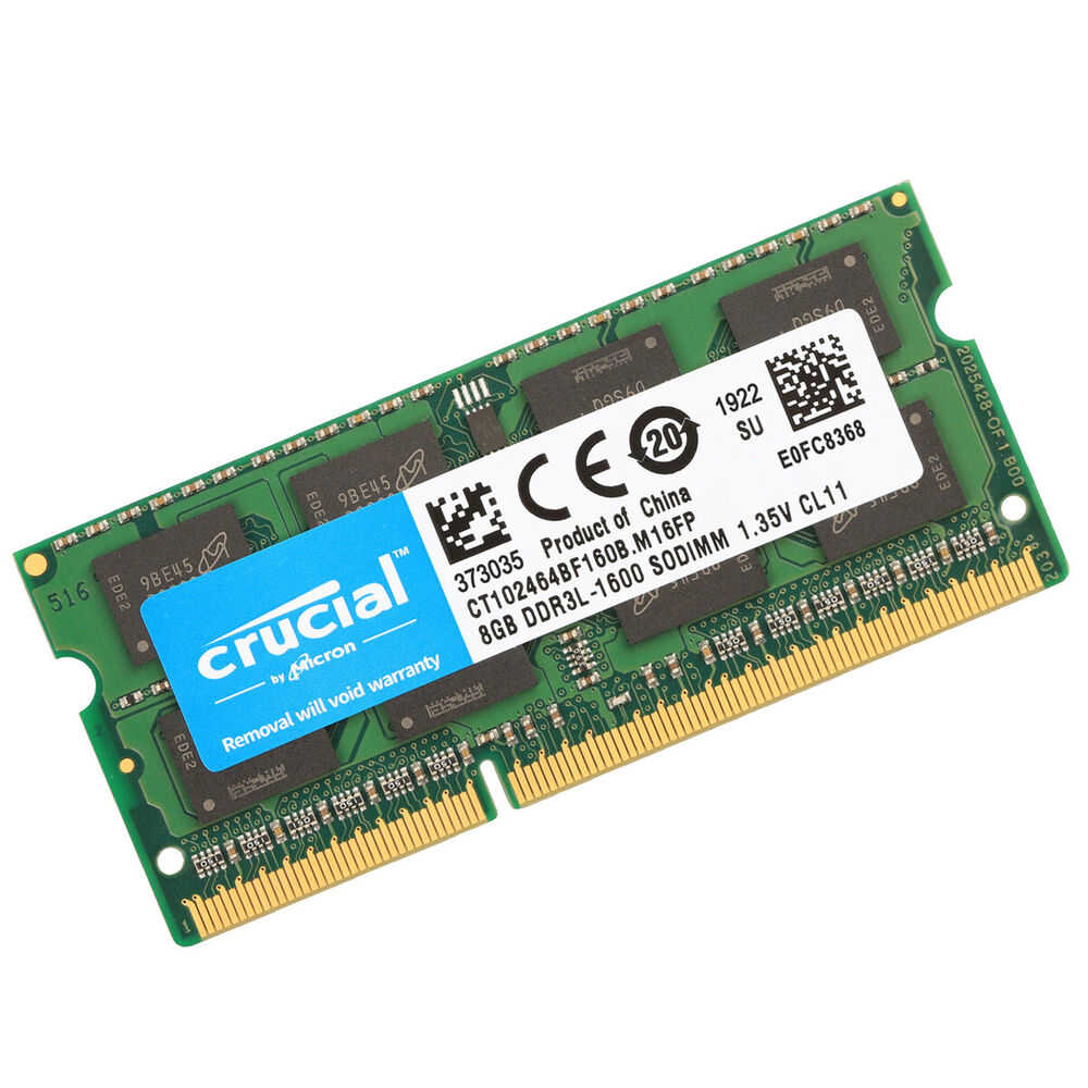 Crucial Kit DDR3L 1600MHz 16GB (2 x 8GB) SODIMM Laptop Memory RAM CT102464BF160B