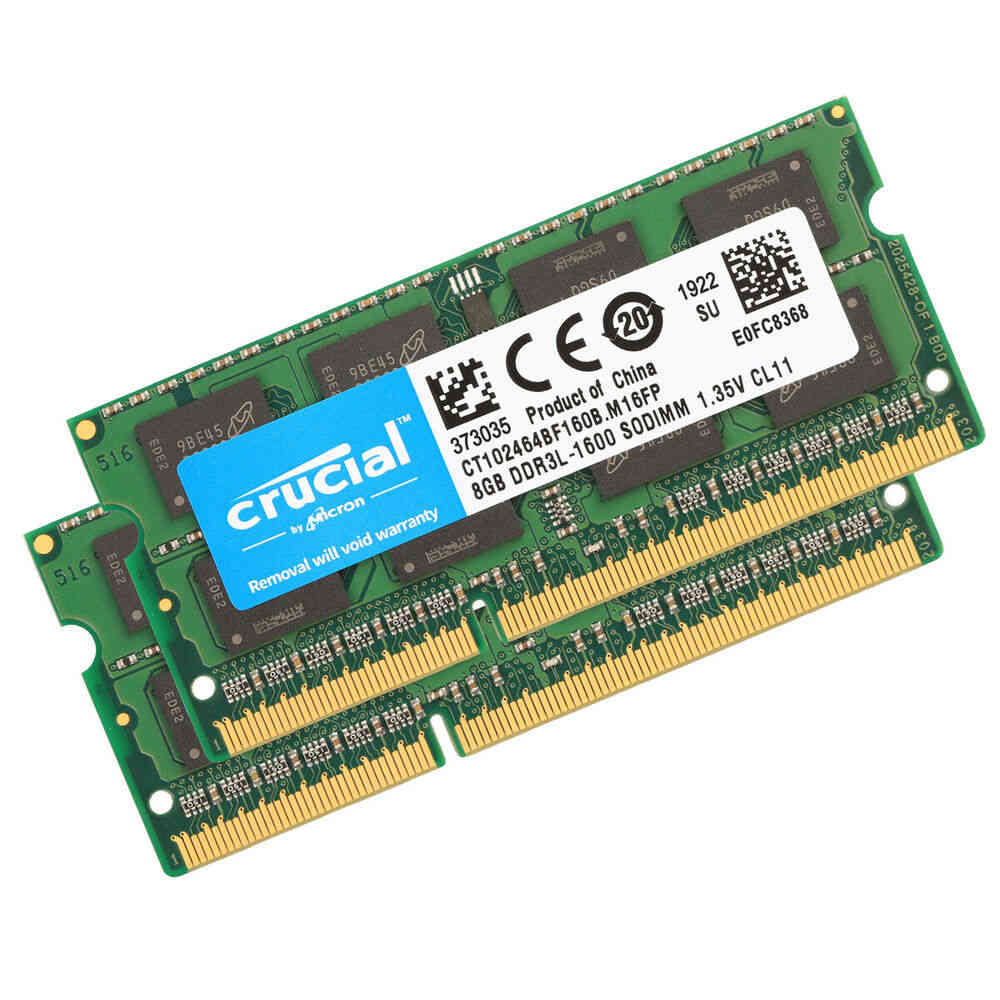 Crucial Kit DDR3L 1600MHz 16GB (2 x 8GB) SODIMM Laptop Memory RAM CT102464BF160B