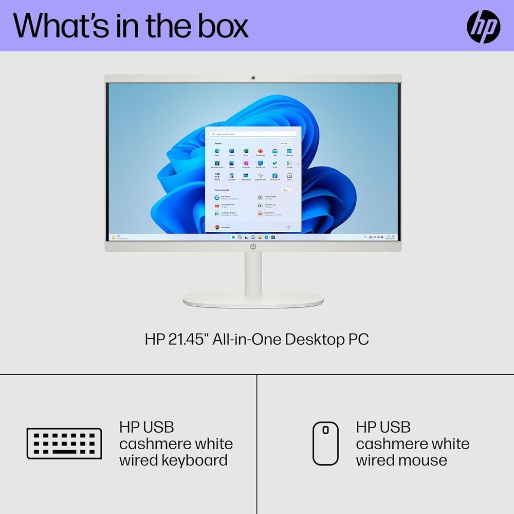 HP All-in-One Desktop 22-dg0140 (9U9S0AA) Cashmere White