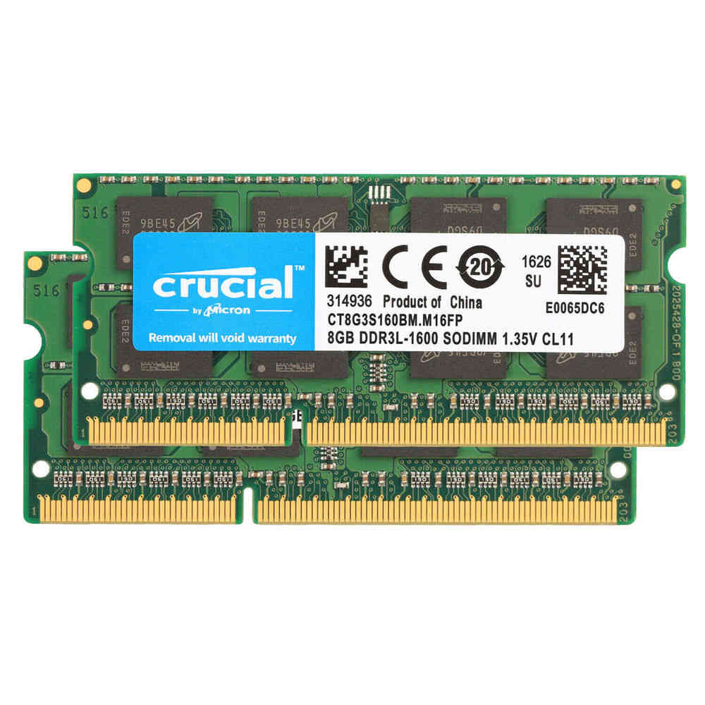 Crucial Kit DDR3L 1600MHz 16GB (2 x 8GB) SODIMM Laptop Memory RAM CT102464BF160B