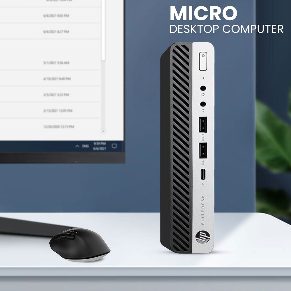HP Mini Desktop Computer with Intel i5-6500T, 32GB RAM, 2TB SSD, Built-in WiFi, and Windows 10 Pro