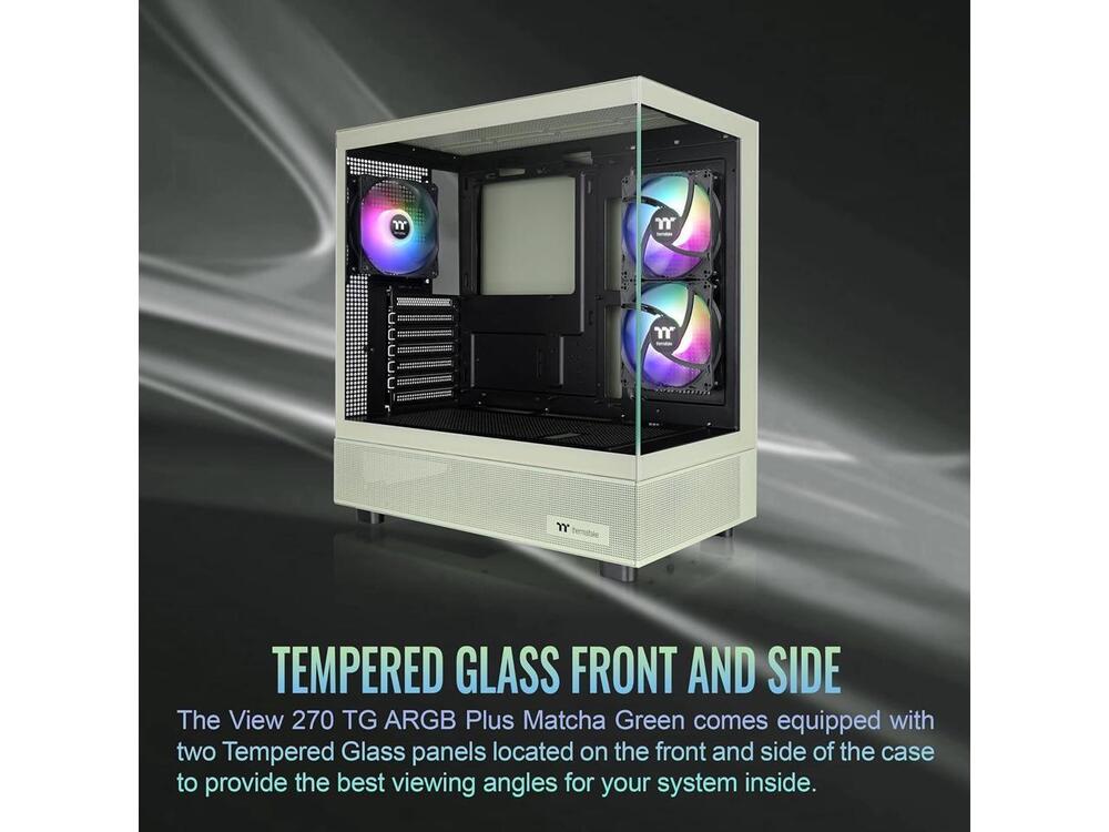 Thermaltake View 270 Plus TG ARGB Matcha Green Mid Tower E-ATX Case with 3x120mm ARGB Fans