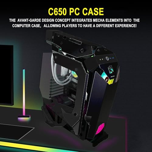 C650 Mech PC Case - ATX Tower Gaming Computer Case with Tempered Glass
