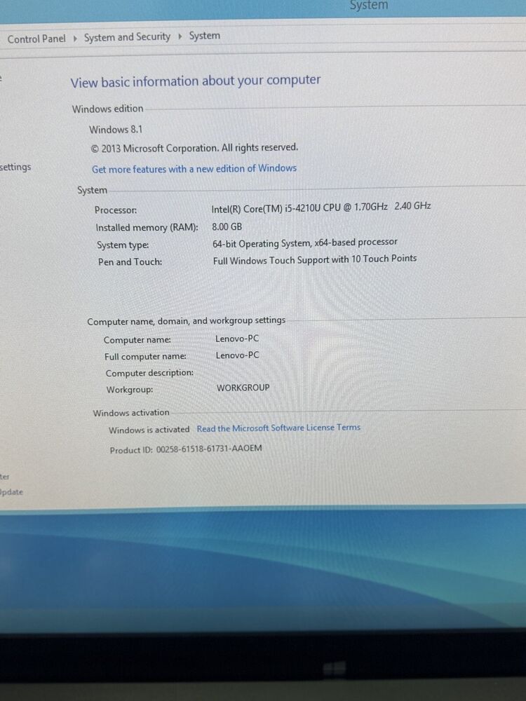 LENOVO HORIZON2 27 All-In-One Tablet PC with Intel Core i5-4210U, 8GB RAM, 1TB HDD, Windows 8.1
